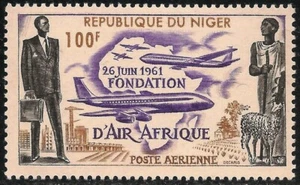 Niger #C22 (CD107) VF MNH - 1962 100 fr Air Afrique / Aviones / Mapa - Imagen 1 de 1