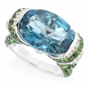 Anello Meher's Jewelry Collect argento sterling 11,68 ct topazio blu Londra esaurito - Foto 1 di 5