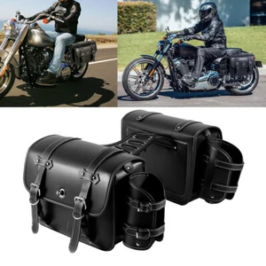 Motorcycle Side Saddle Bags Waterproof PU Saddlebags Luggage Pannier Travel Bag - Picture 1 of 12