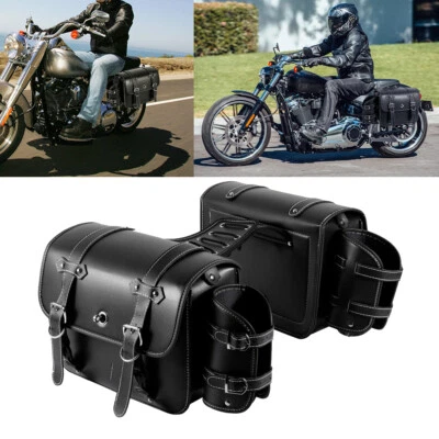 Motorcycle Side Saddle Bags Waterproof PU Saddlebags Luggage Pannier Travel Bag - Image 1 of 4