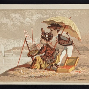 Victorian Trade Card News Depot J D Smith Lawrence Kansas Artist Seascape Design - Picture 1 of 4