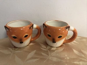 Vintage Set of 2 Orange Fox Mugs Collectible Adorable Gift - Picture 1 of 7