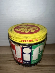 Vintage Glass Peanut Butter Jar 12 Ounce Jif Full Not For Use - Picture 1 of 5