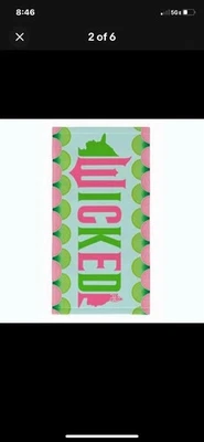 Toalla de playa Wicked talla grande 34 x 64 rosa verde Glinda Elphaba felpa algodón nueva con etiquetas Foto 1 de 4
