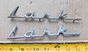 2 OEM 1959-61 STUDEBAKER LARK FRONT FENDER & REAR BODY PANEL NAMEPLATES EMBLEMS - Picture 1 of 4