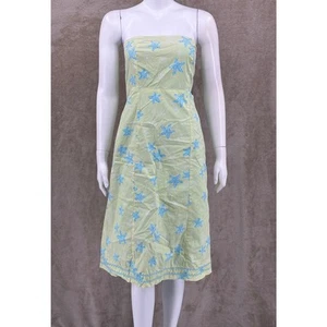 Vintage Lilly Pulitzer Dress Womens 8 Green Starfish Strapless Tropical Beachy - Picture 1 of 10