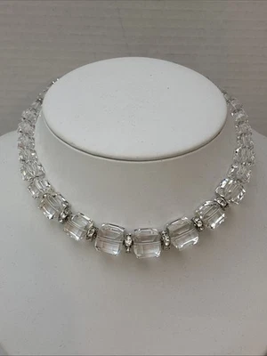 "Impresionante collar de cristal SWAROVSKI cubo de hielo colección de eslabones facetados transparentes 16""" Foto 1 de 4