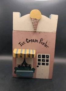 Handcrafted Wood Village Piece - Ice Cream Parlor- Hand Painted - Folk Art Decor - Picture 1 of 6
