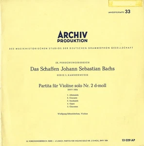 BACH Partita for Violin Solo 2 B.1004 SCHNEIDERHAN Archiv AP-13029 10" EX Silver - Picture 1 of 3