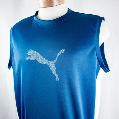 PUMA Royal синий белый логотип мужчин Activewear верхний размер L - Изображение 1 из 4