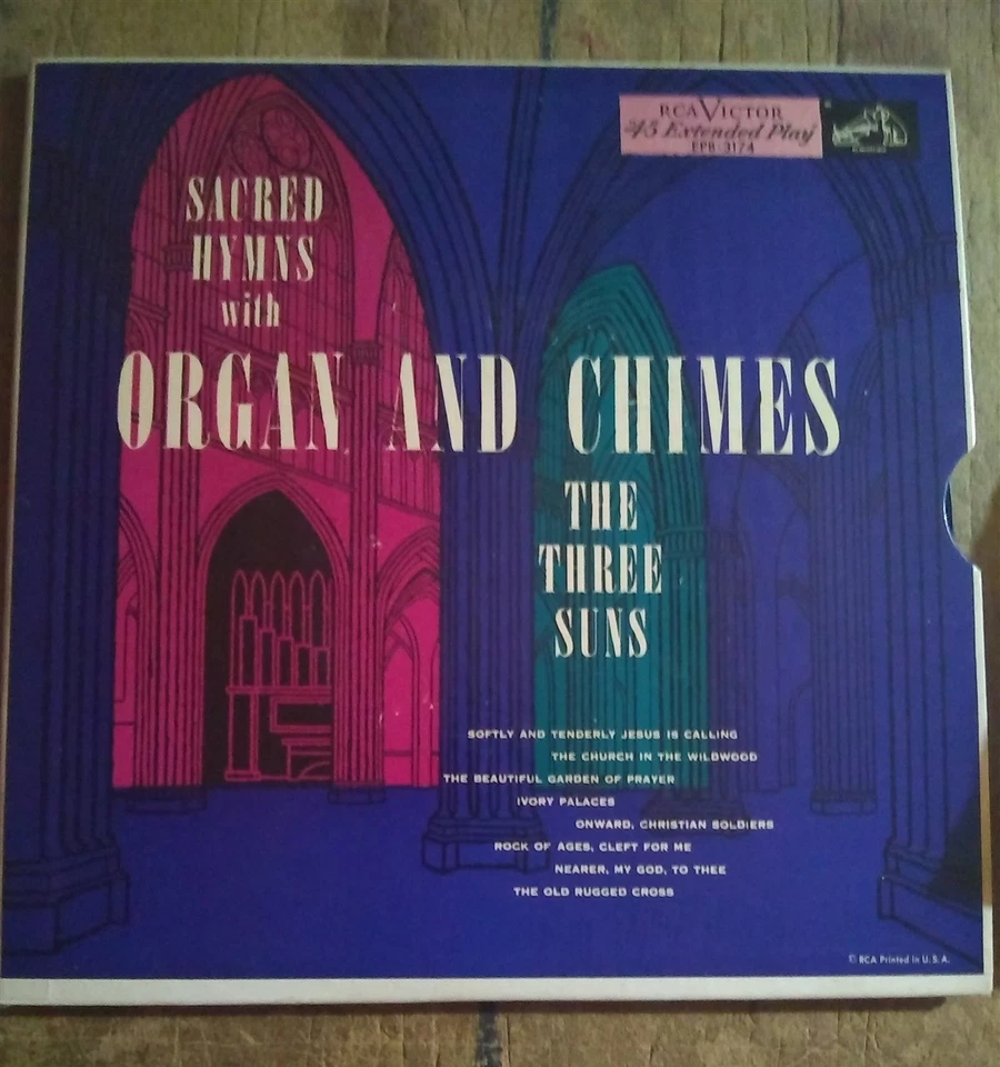 The Three Suns, Sacred Hymns With Organ and Chimes~1953 RCA Victor 45 2EP +cover Foto 1 de 1