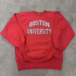 Vintage 80s 90’s Boston University Red Champion Reverse Weave Sweatshirt XXL - Picture 1 of 11