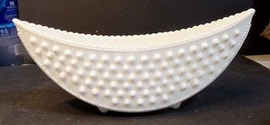 Vintage FENTON Hobnail Footed Milk Glass CRESCENT Shaped PLANTER 7¾” x 2½” - Picture 1 of 7