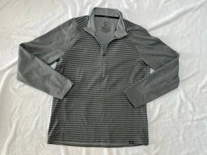 Pullover Patagonia Para Hombres L Gris Rayas Capilene 3 Peso Medio 1/4 Cremallera Capa Base - Imagen 1 de 10