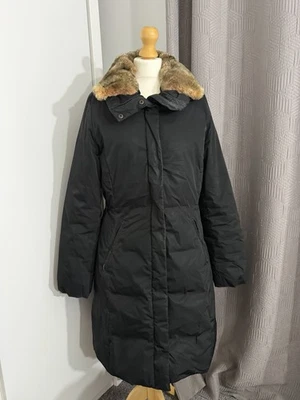 WOOLRICH Long Black Puffer Coat XXL Detachable Rex Rabbit Fur Down Fill - Image 1 of 4