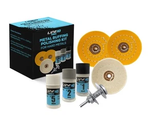 Metal Buffing Wheel Kit for Drill, with 3 Step Polishing Compound - Picture 1 of 6