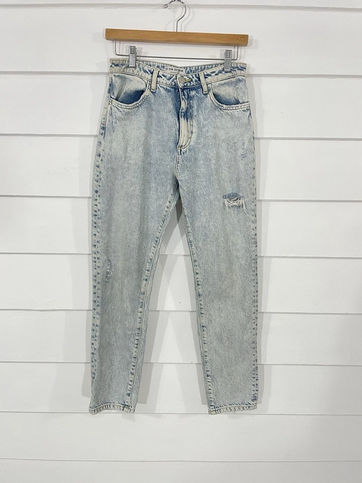 ICON DENIM NAOMI HIGH WAISTED JEANS WITH RIPS Women Light Blue size 28 - Image 1 of 4