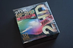 TDK MF-2HD MS-DOS Preformatted Floppy Disks 2HD - 10 Pack NOS NEW - Afbeelding 1 van 2