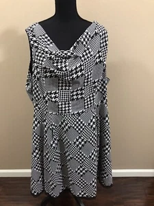 ModCloth A-Line Houndstooth Design Women’s Dress Sleeveless Size 3X 22/24 - Picture 1 of 16
