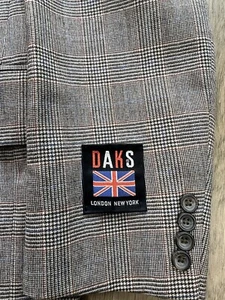 DAKS London Glen Plaid Prince Of Whales Check Wool Blazer 44L Union Made USA Vtg - Picture 1 of 18