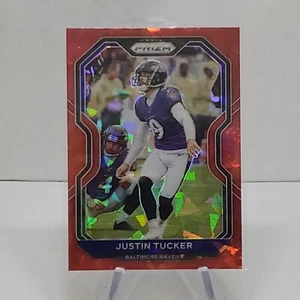 JUSTIN TUCKER 2020 Panini Prizm Red CRACKED ICE Prizm UT Longhorns Ravens SP - Picture 1 of 2