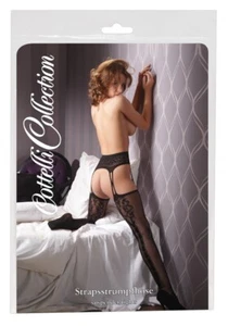 PANTYHOSE STOCKINGS GERMANY GARTERSTYLE  FISHNET BACKSEAM BLACK S/M-LG/XL - Picture 1 of 3