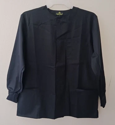 Natural Uniforms Women's Solid Black Snap On Scrub Jacket Size Small - Image 1 of 4