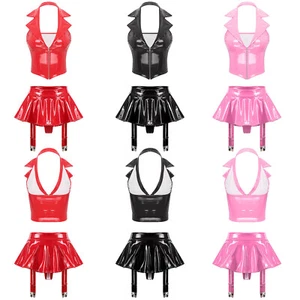 Conjunto de lencería para mujer Sexy Chaleco Festival Prendas para el torso con falda Raves Baile Ropa de club nocturno - Imagen 1 de 45