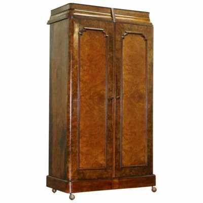STUNNING VICTORIAN COLLINGE'S BURR WALNUT DOUBLE WARDROBE WITH DRAWERS CUPBOARD - Image 1 of 4