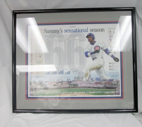 1998 Chicago Tribune Sammy Sosa Framed Poster Sammy's Sensational Season 66 HR's Cover