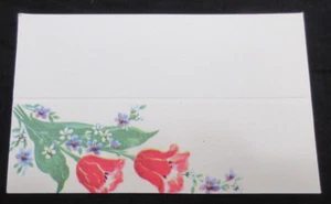 VNTG UNUSED SPRING PARTY BRIDGE TALLY PLACE CARD; RED TULIPS - Picture 1 of 3