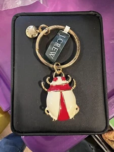 J.Crew Bug Gold-tone Key Ring Chain Red & Off White Enamel - Picture 1 of 4
