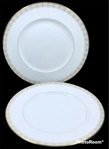 2 Vintage Royal Doulton Gold Lace Bread Plates Cream Porcelain Gold Trim 6.5” - Picture 1 of 6