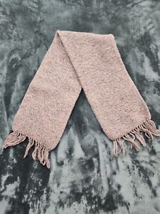 Scarf Women's Wool Blend Eddie Bauer Fringe Pink Gray 40" x 8.5"
