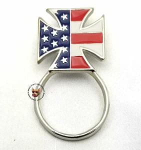 USA Flag Cross Vest Biker Pin with Sunglass Holder Made in the USA - Picture 1 of 6