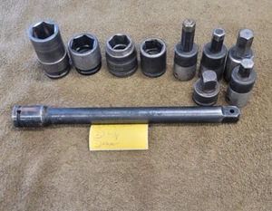 10 Impact Sockets Extension Hex Adapter 3/4" Drive Sae 1-1/4 1-1/8 3/4" 5/16 Set - Picture 1 of 24