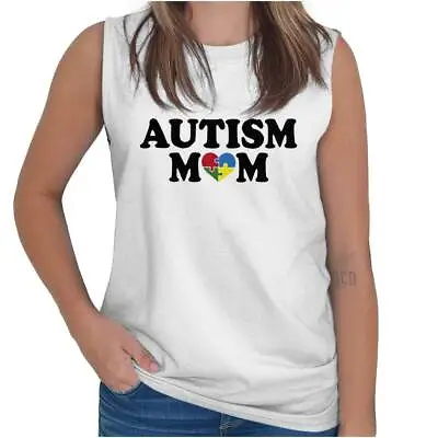 Autism Mom Awareness Proud Mother Autistic Womens Sleeveless Crewneck T Shirt • 16.99€