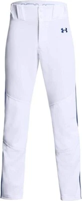Under Armour Boys White Relaxed Fit Heat Gear Sports Blue Pipping Pants NEW YXL - Image 1 of 2