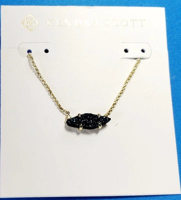 Kendra Scott Bridgete 14K Gold Plated Pendant Necklace in Blue Drusy-NEW - Image 1 of 3