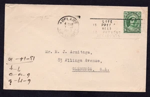 7 JLY 1949 ADELAIDE, S.A. postmark with Elizabeth 1½d  stamp on cover - Picture 1 of 3
