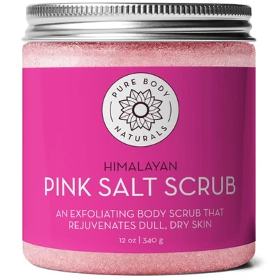 Pure Body Naturals Himalayan Salt Scrub 12 ounces | Natural Face Body Hand Fo... - Image 1 of 4