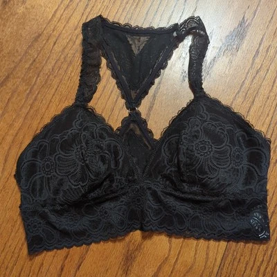 Aerie Black Lace Padded Racerback Bralette Womens Size Medium M - Image 1 of 4
