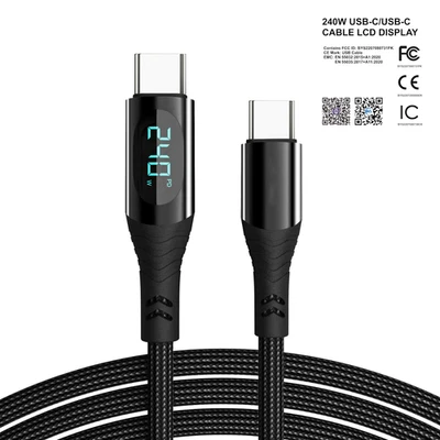 240W USB C to Type C Fast Charger Cable Two-Way Charging Cord with LED Display - Image 1 of 4