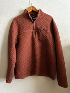 Eddie Bauer Quarter Zip Pullover Orange Red Quilted Long Sleeve Men’s Large L - Picture 1 of 5