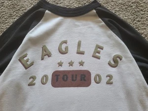 Vintage Y2K Eagles 2002 Tour Baseball T-Shirt 3/4 Sleeve Band Rock Tee Size L - Picture 1 of 9
