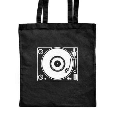 'Vinyl Record Player' Classic Black Tote Shopper Bag (ZB00021544) - Image 1 of 4