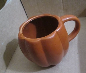 HORIZON Pumpkin Shaped Mug Cup Brown Fall Halloween THANKSGIVING Harvest - Picture 1 of 3