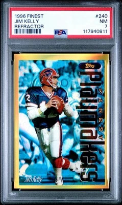 1996 Topps Finest Jim Kelly Rare Gold Refractor PSA 7 BUFFALO BILLS HOF POP 1 - Image 1 of 3