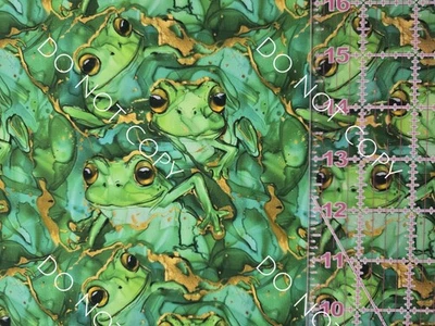 100% Cotton Woven Novelty Fabric Frogs Alcohol Ink By The 1/4 Yard 9x56 - Image 1 of 2