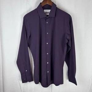 Mizzen Main Leeward Shirt Men Medium Polyester Purple Trim Fit Stretch - Picture 1 of 12
